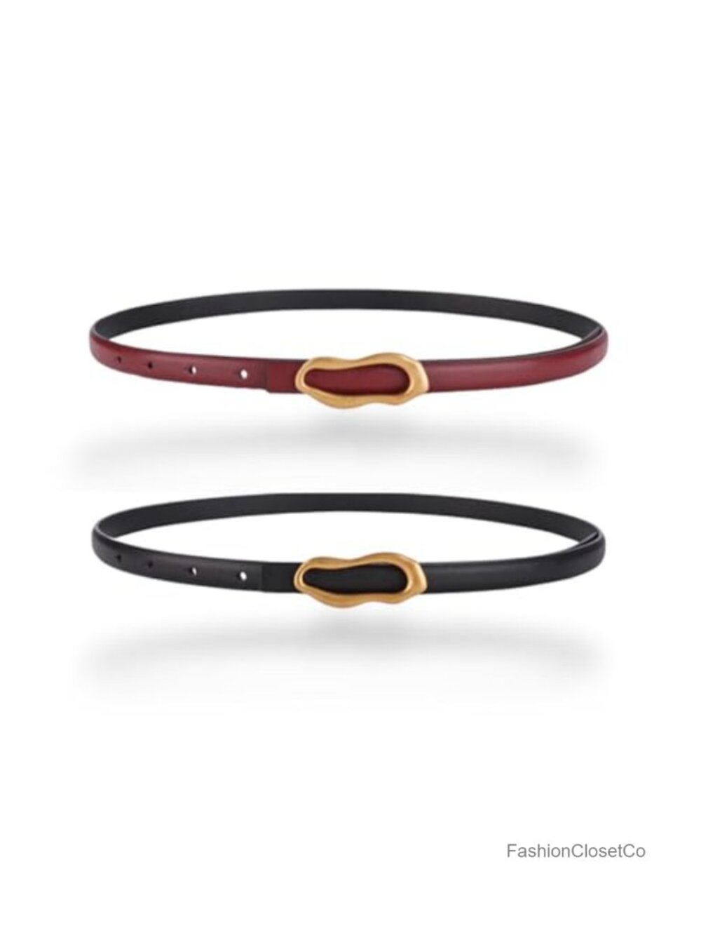 Skinny Genuine Leather Belt Slim Oval Buckle Dress Pants